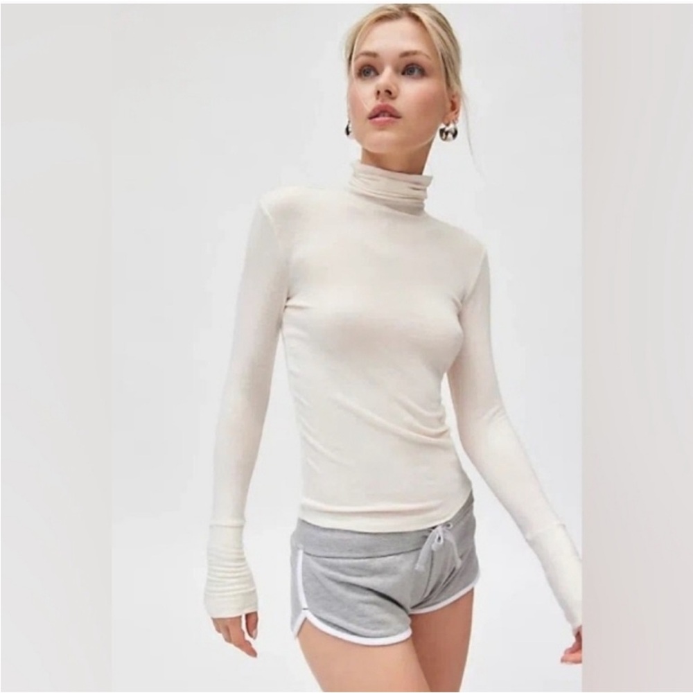 Urban Outfitters Cream sheer Turtleneck Top